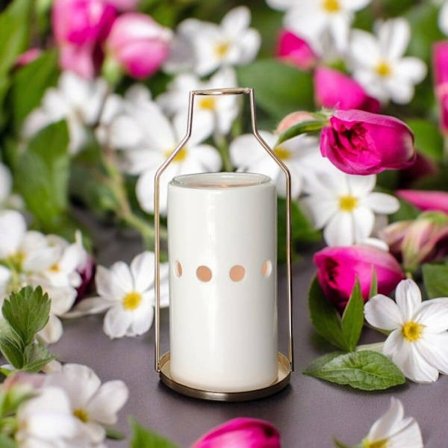 Duftbrænder Bag - Voks Duftbrænder – Duftdiffuser til Atmosfære – Lysestager i Keramik og Metal - Højde: 18 cm - Zen'Arôme