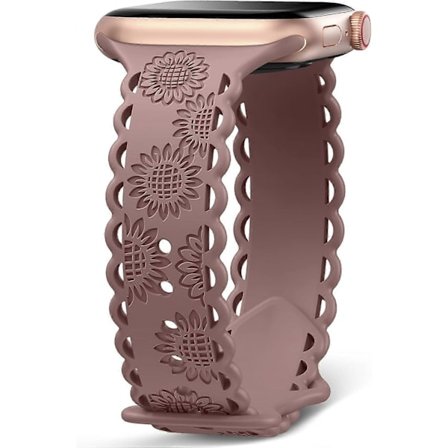 Solrosgraverat Armband Dam, Ihåligt Mjukt Sportarmband i Silikon