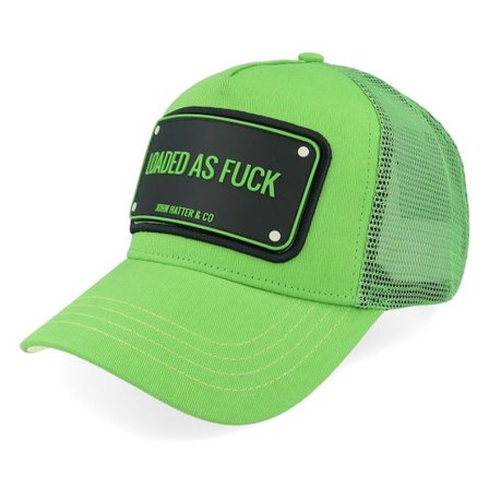 John Hatter & Co - Grön trucker Keps - Loaded As Fuck Green A-Frame Trucker @ Hatstore