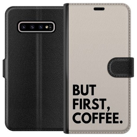 Yhteensopiva Lompakkokotelo Samsung Samsung Galaxy S10+ Mutta Ensin Kahvi tyylitelty typografinen minimalistinen tekstisuunnittelu juliste kahvin ystÃ