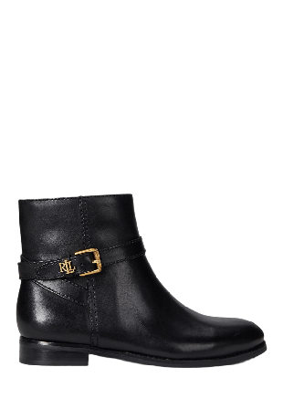 Lauren Ralph Brooke II Burnished Leather Bootie Kängor & boots Dam Svart 39