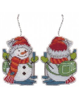 Broderikit plast canvas Juletræsdekoration Skiløber - Oven