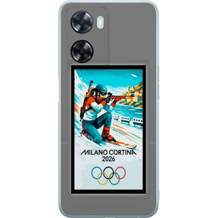Kompatibelt Mobildeksel til OnePlus Nord N20 SE Retroplakat Cortina Milano 2026 med fjell, vintersportsutøvere, italienske trikolor, Milano-katedralen