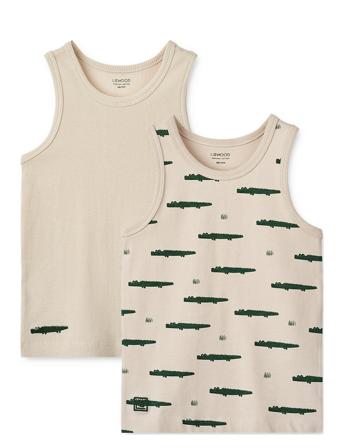 Faris Printed Tank Top 2-Pack Mix T-shirts Sleeveless Creme Liewood*Betinget Tilbud