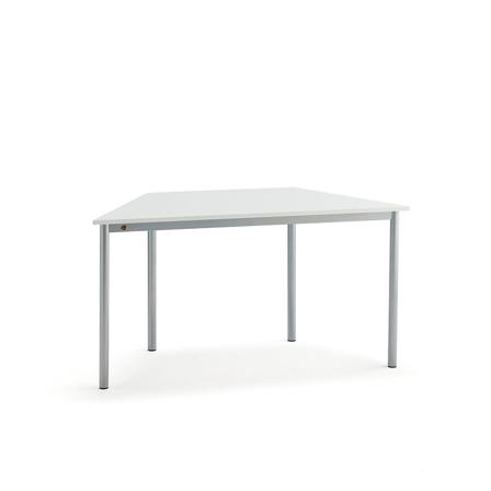 Bord BORÅS TRAPETS, 1400x700x720 mm, hvid laminat, aluminiumsgrå