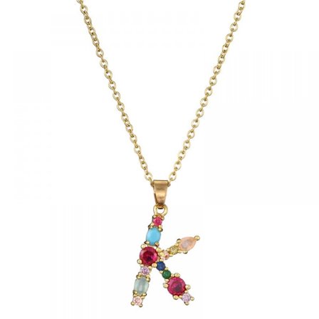 Dame Halskæder - Engelsk Bogstav K Vedhæng Halskæde Indlagt