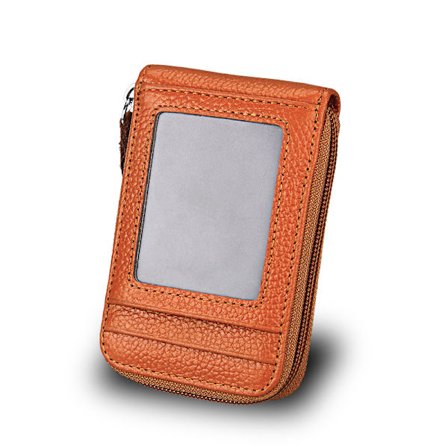 (Brun Farge)Mote Dame Skinn Kredittkortholder Lommebok Glidelås