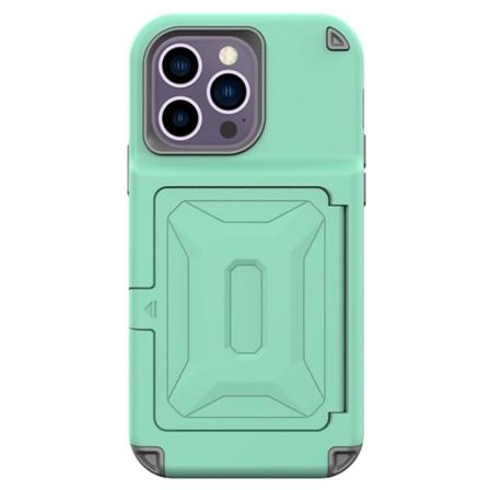 Iphone 14 Pro Skal Korthållare Mirror Kickstand - Grön