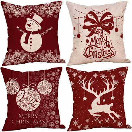 4 stk. julepudebetræk, snefnug pudebetræk, julepudebetræk, julepudebetræk til sofa