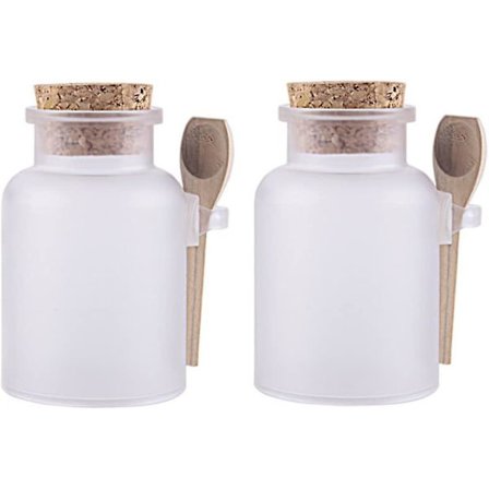 2 stk. Runde Matte Bade- og Krydderglas i Plastik / Køkkenarrangør