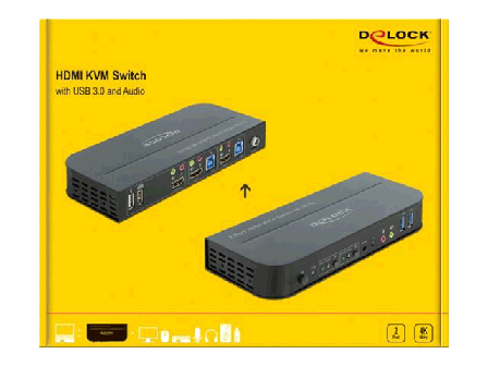 Delock HDMI KVM Switch 4K 60 Hz with USB 3.0 and Audio - KVM / lyd / USB-svitsj - 2 porter