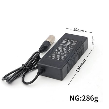 36V oplader med 42V 2A output, 4-polet XLRM-stik, egnet til 36V 10S elcykel lithium batteri