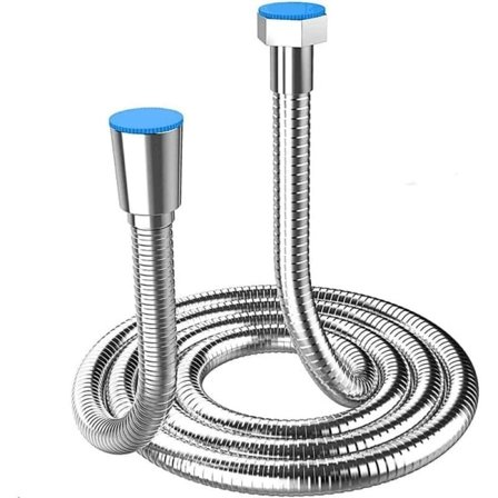 Bruserslange 5M ekstra lang bruserslange i rustfrit stål, med massiv messingforbindelse, universel, anti-burst, kromfinish. (500 cm)