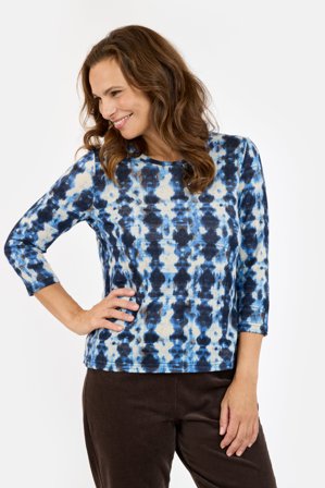 SIGNATURE - 3/4 Ærmet T-shirt - Blå - Mønstret