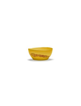Bowl S Yellow-Stripes Red Feast By Ottolenghi Set/4 Home Tableware Bowls Breakfast Bowls Yellow Serax