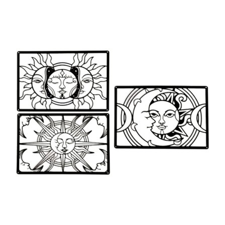 Minimalistiske abstrakte sol- og måneveggdekorasjoner i metall, jerndekorasjoner