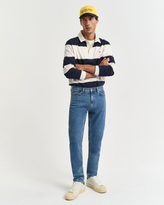 GANT - Slim fit jeans i stilren vask til herre mid blue worn in
