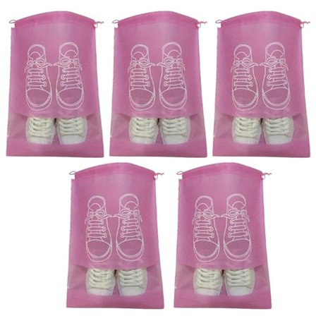 Sko Tasker - Pakke med 5 - Sko Taske - Rejse- og Opbevaringstaske - Vandafvisende - Rejseorganisator - Pink (36*26.5 cm)