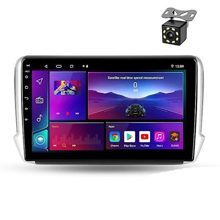 2Din Bilradio 10 android 12 Multimedie Videoafspiller Kompatibel med Peugeot 208 2008 2012-2018 Navigation GPS-Perfet
