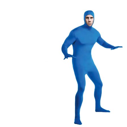 Spandex kokovartalopuku kasvoaukolla Halloween-juhliin, taivaansininen