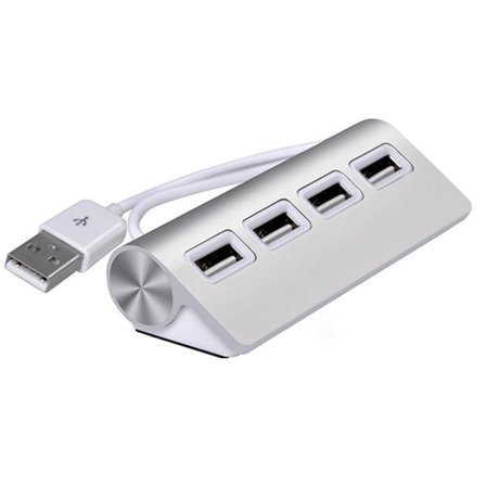 4 Port USB2.0 Hub Splitter Aluminiumlegering Adapter Strömladdning USB 2. Hubb för Multi-enhets Skrivbordsdator
