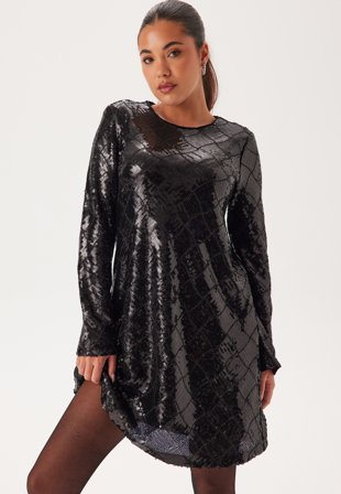 YAS - chekka Ls Dress - Black Detail:Sequins - Kläder - - Bubbleroom
