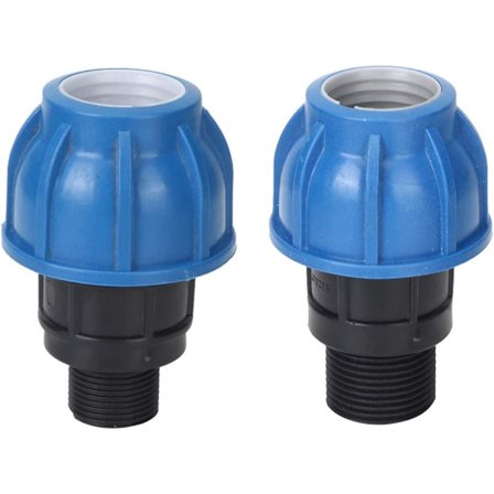 2 kpl PE-muoviliitäntä, 32 mm - G3/4", 32 mm - 1" urosletku
