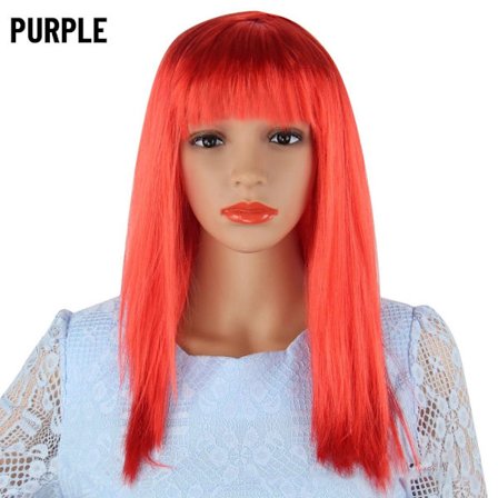 Peruk Långt rakt hår Cap RÖD