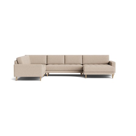Mondo U-sofa, vendbar, Loop Beige - 377x262x83cm - Stor U-formet hjørnesofa med vendbar chaiselong & slidstærkt Loop stof - Perfekt til afslapning