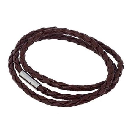 Enkelt Armband I Flätat Konstläder - Många Olika Färger Brun