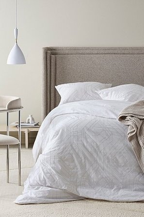 Jotex - Påslakanset Dubbelsäng Vit/grå BRYONA - Köp Dubbelsäng hos Jotex