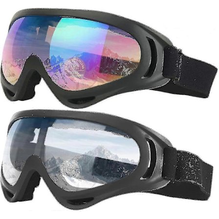 Skibriller, pakke med 2, snowboardbriller til børn, drenge og piger G