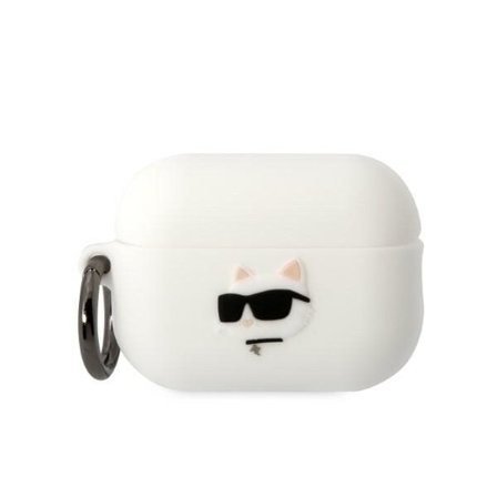 Karl Lagerfeld KLAP2RUNCHH AirPods Pro 2 suojus valkoinen/valkoinen Silikoni Choupette Head 3D