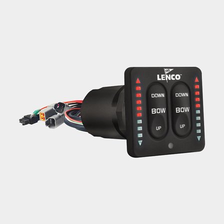 Painel de controle de flap Lenco, 12 / 24 V, com função retrator + iluminação para indicador