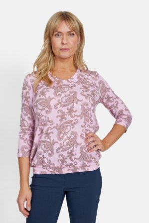 SIGNATURE - 3/4 Ærmet T-shirt - Pink - Paisley Print