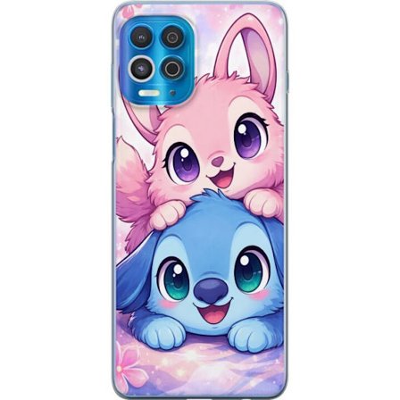 Kompatibel Mobilcover til Motorola Motorola Edge S Sød kawaii illustration med pink og blå fantasidyr, store øjne og bløde farver perfekt til bør