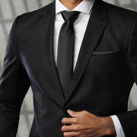 Black 8cm Basic Tie for Men - Solid color neckties