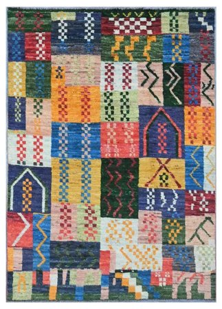 Noué À La Main Berbère Colourful Tapis 119X171 De Laine Noir/Vert Foncé Petit