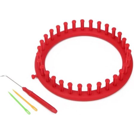 Pyöreät neulepuikot, setti, halkaisija 19 cm, punaiset muoviset kutomapuikot, huivien ja hattujen valmistustyökalut, tee-se-itse (punainen)
