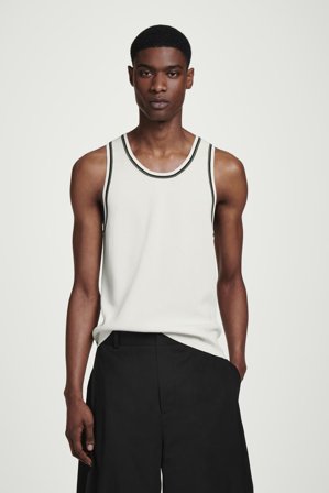 COS Men's Contrast Trim Ribbed Tank Top in White