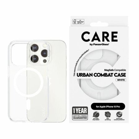 CARE by PanzerGlass Urban Combat Case MagSafe til iPhone 15 Pro - Hvid