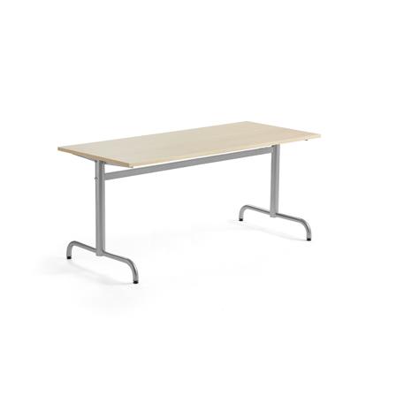 Tisch PLURAL, 1600x700x600 mm, HPL-Platte, Birke, silber