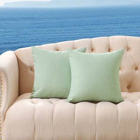 2-pack utomhuskuddfodral för trädgårdsmöbler, fyrkantiga dekorativa örngott för trädgård, tält, soffa, 18" x 18", 18" x 18", ljusgrön