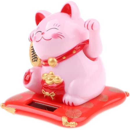 Calico Kat Vinkende Kat Solar Powered Bobblehead Hjem Bil Kontor Dekoration - Pink Heilwiy Gave (FMY)
