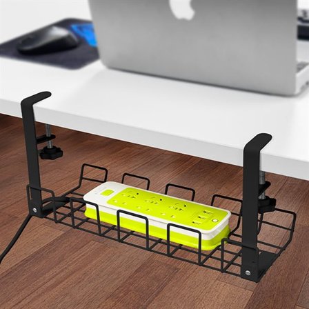 Kabelkanal af stål til skrivebord - Svart