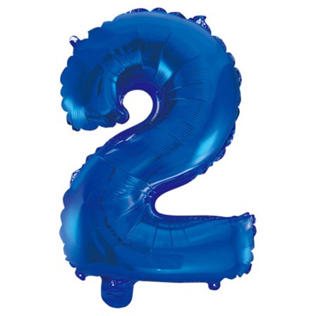 Folieballon Ciffer 0-9 Blå 41 cm Ciffer 2
