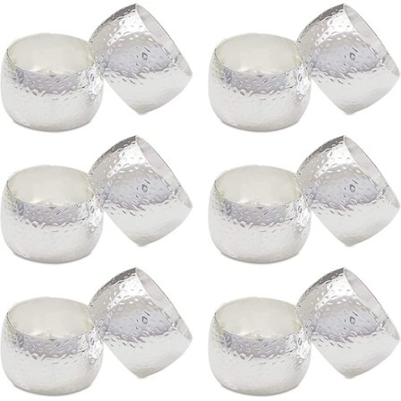 Sett med 12 sølvfargede serviettringer for bryllup, hjem og fester