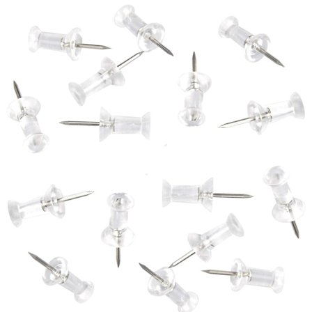 Korktavla nålar, 100-pack, transparent plastmaterial, stålhuvud, kontorsnålar.