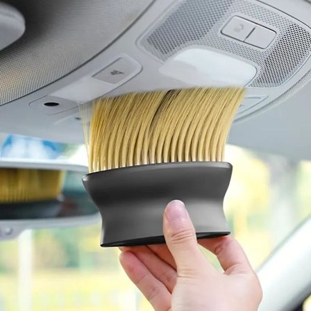 Bil støvrensebørste verktøy, bil interiør støvrensebørste, egnet for biler, kontorer, hjemmekjøkken, vinduer og tastaturer, gul