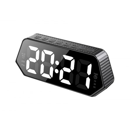 Vit brusmaskin och väckarklocka, ljudmaskin för baby, 8 naturliga lugnande ljud och timer och minnesfunktion, (svart)